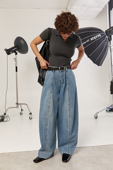 Укорочене в'язане поло - темно-сірий цвет, ONE SIZE (є розміри) | Зображення 2