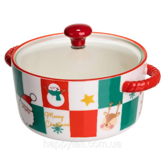 Супниця порцелянова Christmas новорічна  800 (мл) з кришкою Yiwu FM-CS-9C | Зображення 1
