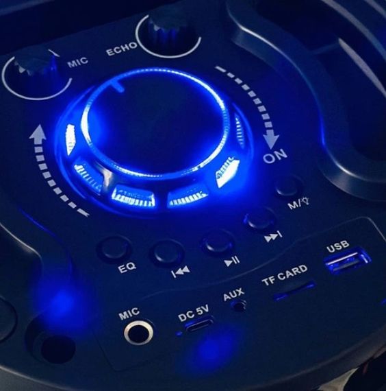Безпровідна колонка караоке JQS6221 акумуляторна з мікрофоном пультом та RGB-підсвічуванням Bluetooth TF SD-картки 30 Вт Чорний | Зображення 5