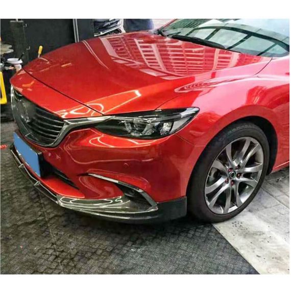 Передняя губа на бампер V1 (2017-2019, Карбон) для Mazda 6 | Зображення 2