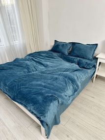Постільна білизна плюшева євро Dushka Home 20826 200х220 см синя