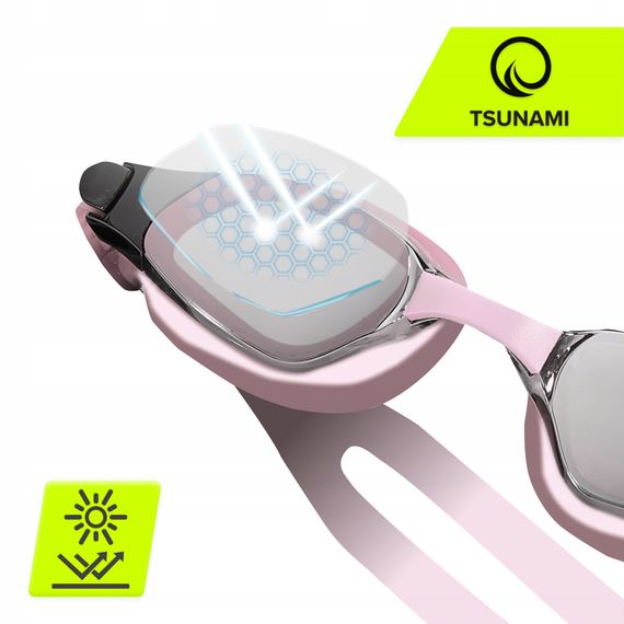 Окуляри для плавання TSUNAMI Anti-Fog 3 в 1 чохол, беруші та затискач для носа Pink (P-5905973401777) | Зображення 5