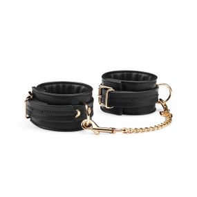 Наручники з ланцюжком Liebe Seele Black Organosilicon Wrist Cuff, екошкіра Sex Aura