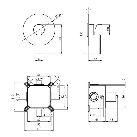 Змішувач для душа Kroner KRM Basis - C080 (CV024299) | Зображення 1