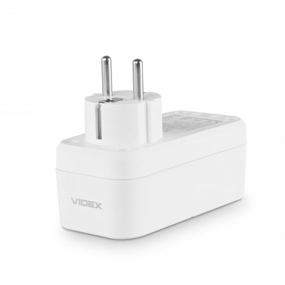 Сетевой адаптер с 2USB + USB-C и заземлением VIDEX ONCORD VF-AD1G2U1C-W White | Зображення 4
