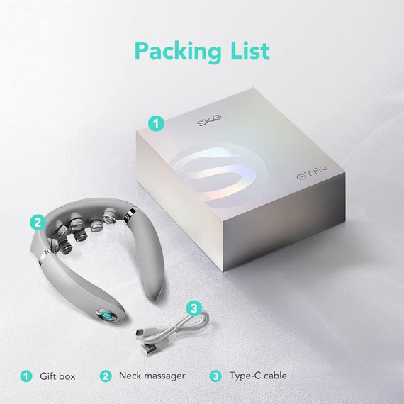 Розумний бездротовий акумуляторний шийний масажер SKG G7 PRO-E з інфрачервоним прогрівом, вібрацією та додатком | Зображення 8