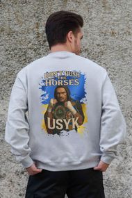 Утеплений оверсайз світшот на флісі з принтом Without Dont Push The Horse Gray