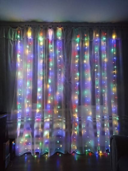 Гирлянда штора 3x3 метра, 300LED, "светодиодные капли" от USB, мульти цвет, 8 режимов + пульт | Зображення 1