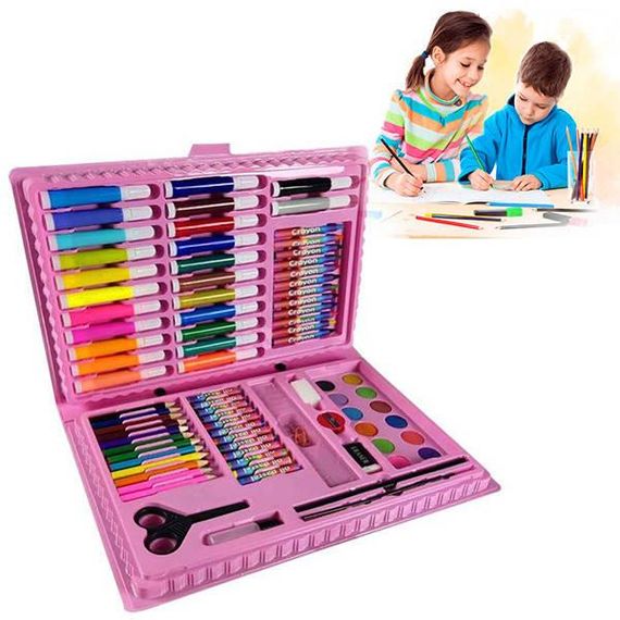 Набір для дитячої творчості та малювання 86 предметів Рожевий