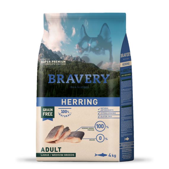 Корм Bravery Adult Large & Medium Herring сухой с сельдью для взрослых собак средних и крупных пород 4 кг