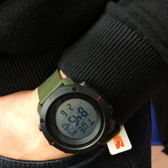 Годинник наручний чоловічий SKMEI 1213AG ARMY GREEN BIG SIZE, брендовий чоловічий годинник. Колір: зелений | Зображення 4