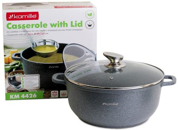 Каструля Kamille Landes Grey 6.5л з литими алюмінієвими ручками | Зображення 5