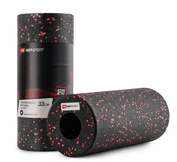Роллер масажер (валик, ролик) гладкий Hop-Sport EPP 33см HS-P033YG чорно-червоний