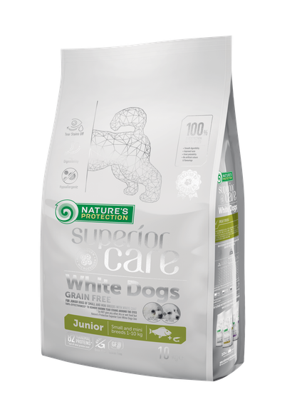 Корм Nature's Protection Superior Care White Dogs Grain Free Junior Small and Mini Breeds сухий для цуценят малих порід з білим забарвленням вовни 10 кг