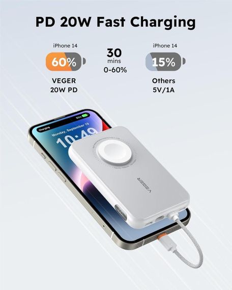 Зовнішній акумулятор Power Bank VEGER PD 10000MAH W1171 | Зображення 2