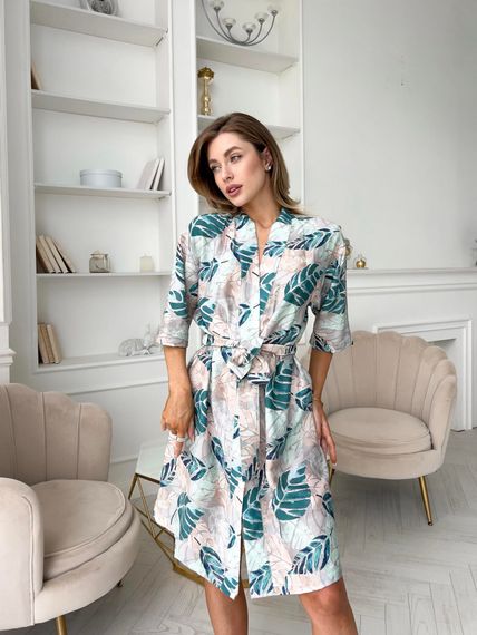 Жіночий халат COSY віскоза жатка "Tropic", листя | Зображення 5