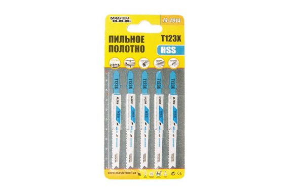 Полотно пильное для лобзика Mastertool - T123X 100 мм x 10-21T, металл (5 шт.) (14-2814) | Зображення 1