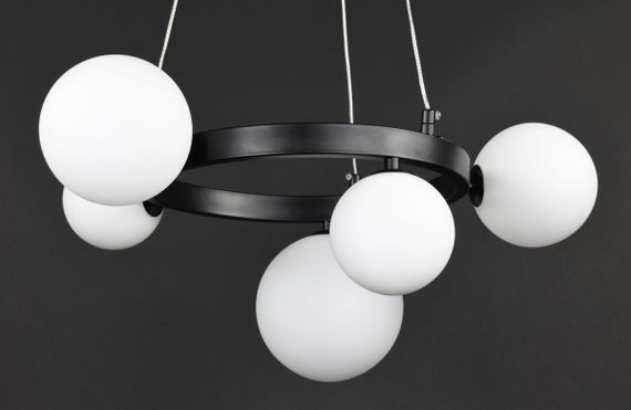 Люстра підвісна на 5 лампочок 27846 Чорний 40-150х52х52 см. | Зображення 1