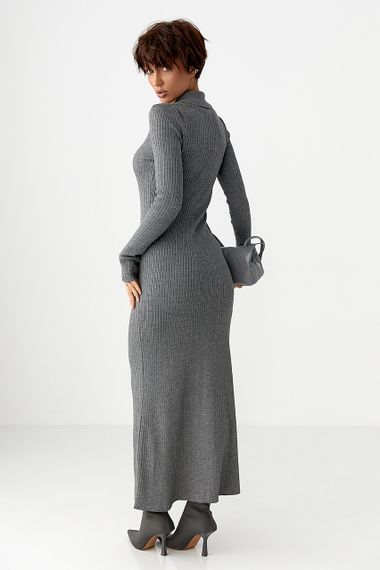 Довга трикотажна сукня-поло - сірий цвет, ONE SIZE (є розміри) | Зображення 1