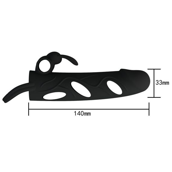 Насадка на член - Pretty Love Penis Sleeve With Ball Strap 5.5" Black Sex Aura | Зображення 4