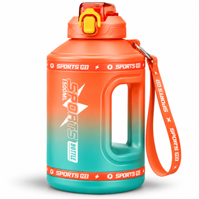 Еко-пляшка для води SPORTS BOTTLE 1500 мл — велика багаторазова спортивна пляшка з вбудованою ручкою, помаранчевий градієнт