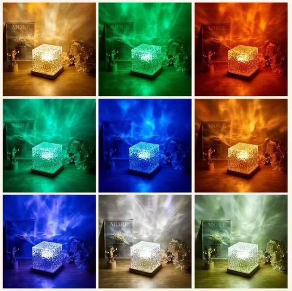 Настільний світильник RGB з проекцією хвилі · Світлодіодний USB нічник Ефект Води з пультом ДУ | Зображення 3