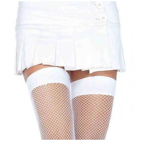 Панчохи сітка Leg Avenue Nylon Fishnet Thigh Highs, білі, O/S | Зображення 1