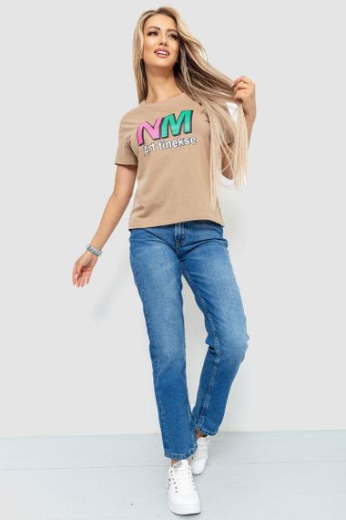 Футболка женская с принтом  цвет бежевый 221R3007-1 | Зображення 1