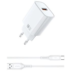 СЗУ WIWU G006 Essen QC3.0 18W GaN (1USB-A) + кабель USB to Type-C White