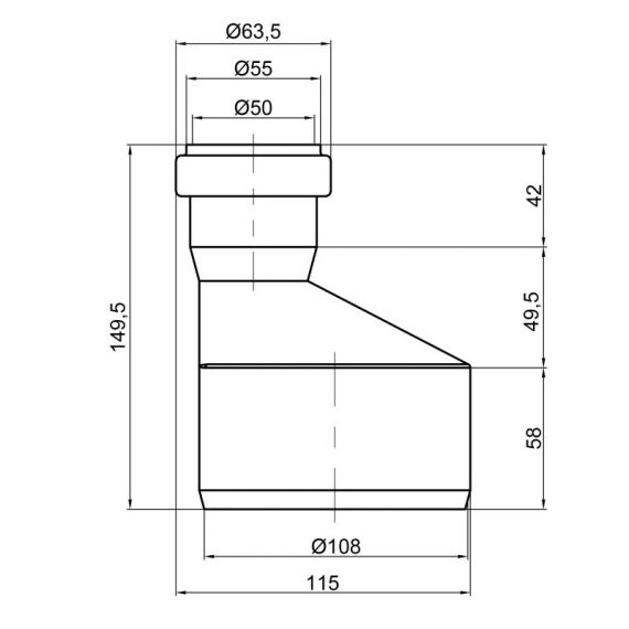 Редукція PPR каналізаційна TA Sewage 110х50 пряма | Зображення 1