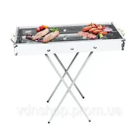 Переносний мангал барбекю гриль BARBECUE TRAY 770SS MD-008 70х30х70 см з решіткою, металевий портативний мангал