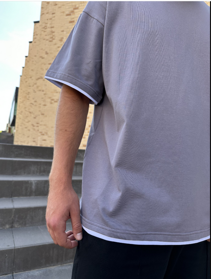 Мужская летняя футболка в стиле оверсайз DE9578 цвет серый, размер М | Зображення 2