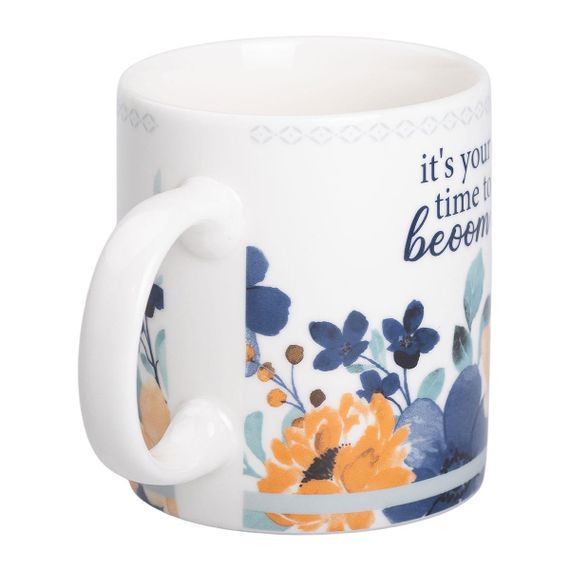 Кружка фарфоровая с цветочным принтом 400 (мл) для чая и кофе Белая RX-N240139W | Зображення 1