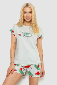 Пижама женская с принтом  -уценка, цвет светло-оливковый, 243R2103-U-1