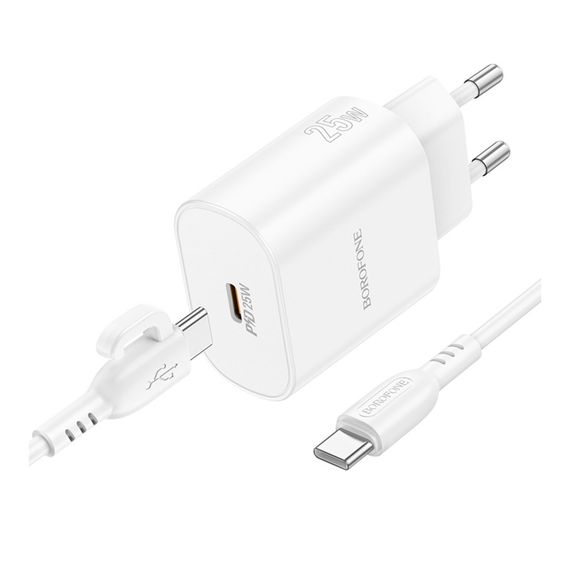 Мережевий зарядний пристрій Borofone BA82A 1USB-C PD/QC 25W+Type-C to Type-C | Зображення 2