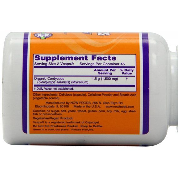 Тонізуючий засіб NOW Foods Cordyceps 750 mg 90 Veg Caps | Зображення 1