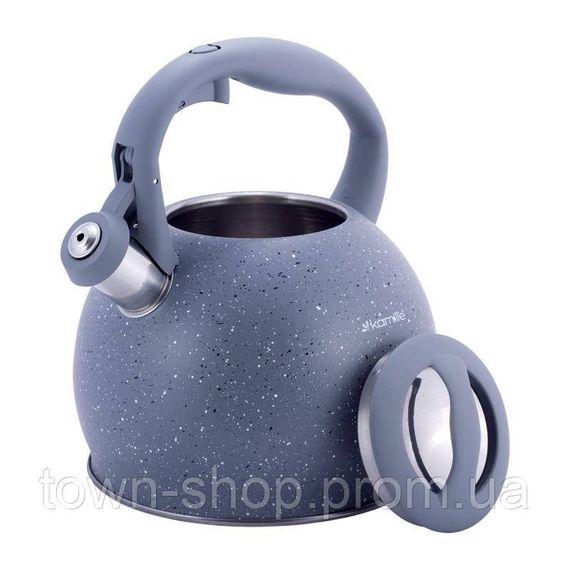 Чайник Kamille Whistling Kettle 3л из нержавеющей стали со свистком, серый мрамор KM-1074-GR | Зображення 1