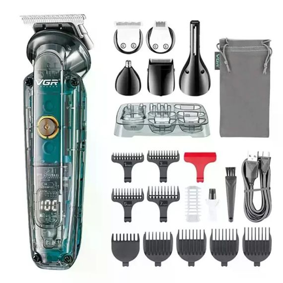 Машинка для стрижки VGR V-102 Green • Професійна акумуляторна машинка VGR V-102 Green для стрижки волосся та бороди з насадками