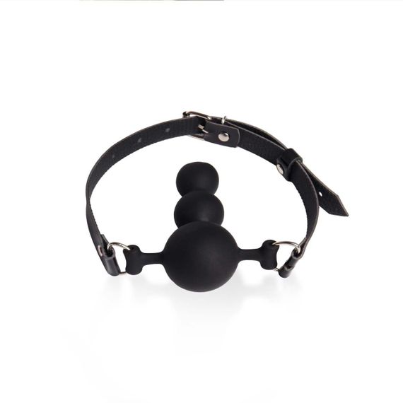 Кляп силіконовий Art of Sex - Balls, екошкіра, чорний Sex Aura