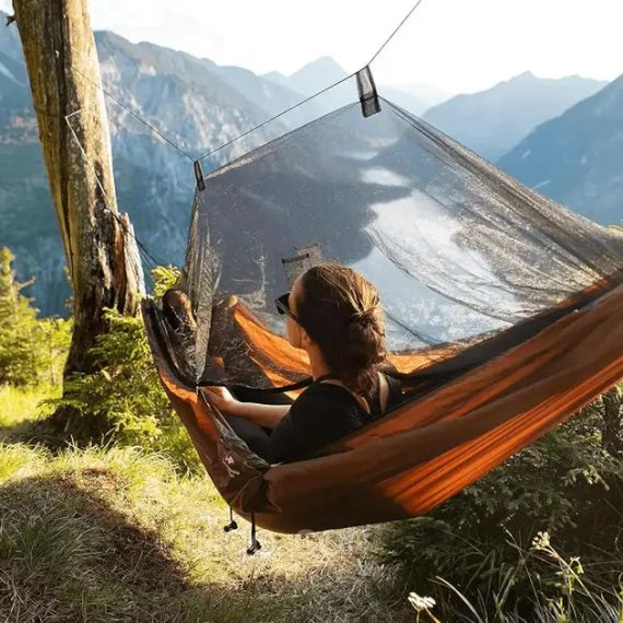 Гамак лежак ліжко підвісне туристичне з москітною сіткою чохлом 240х150 см | Зображення 6