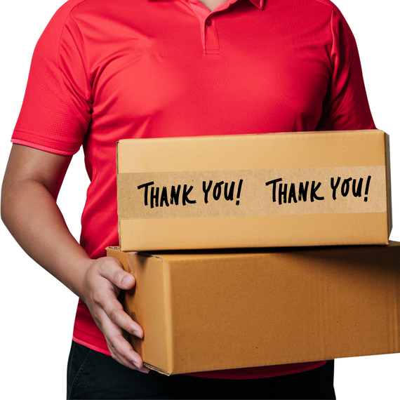 Скотч этикетка крафт "Thank You 04", 50х294 мм (100 шт/рулон) с принтом, самоклеющаяся Viskom | Зображення 2