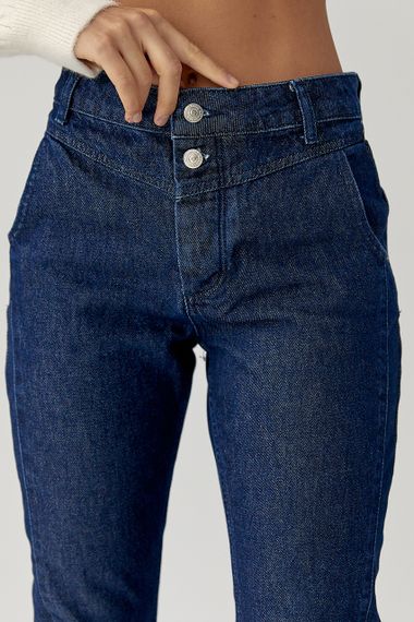 Джинси Mom fit  із застібкою на ґудзиках - синій цвет, 34р (є розміри) | Зображення 3