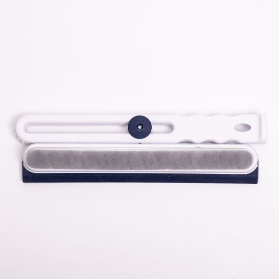 Скребок для миття скла складний з абразивною губкою та гумовим лезом для вікон дзеркал душу Блакитний HP-35015-27BL | Зображення 2