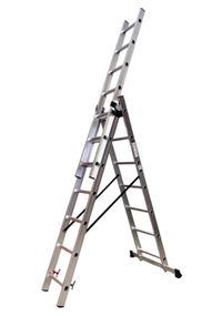 Драбина алюмінієва трисекційна GTM KME307 3x7 сходинок 1.9-4.07м (KME307) (39944)