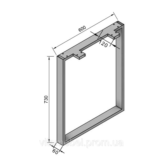 Комплект опор для столу з металу 600×120mm, H=730mm (профільна труба: 60x20mm) | Зображення 4