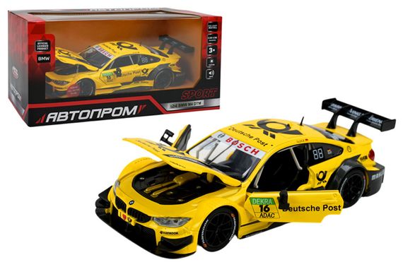 Машина металева "АВТОПРОМ" 68256B(Y) 1:24 BMW M4 DTM, батарейка, світло, звук, відкр.двері, кор. 24,5*12 см