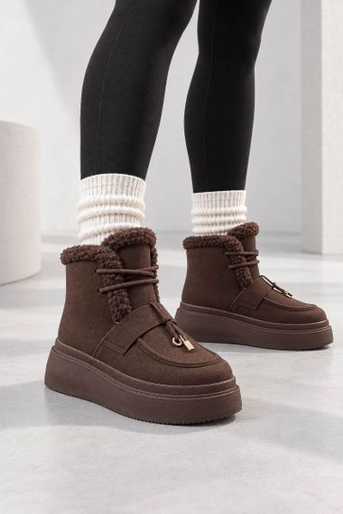 Черевики жіночі на хутрі замша, колір шоколадний, 248RPS140 | Зображення 2