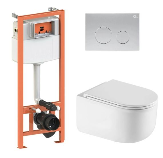 Набір Qtap Nest 4 в 1 підвісний унітаз Taurus Ultra Quiet 490x360x380 + комплект інсталяції QT2433084EUQW46148