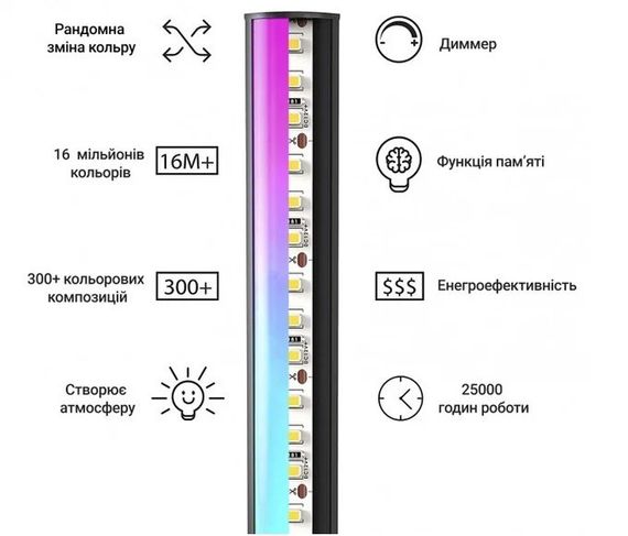 Угловой LED торшер Ledox Design с пультом и регулируемой яркостью 330 цветовых комбинаций | Зображення 9
