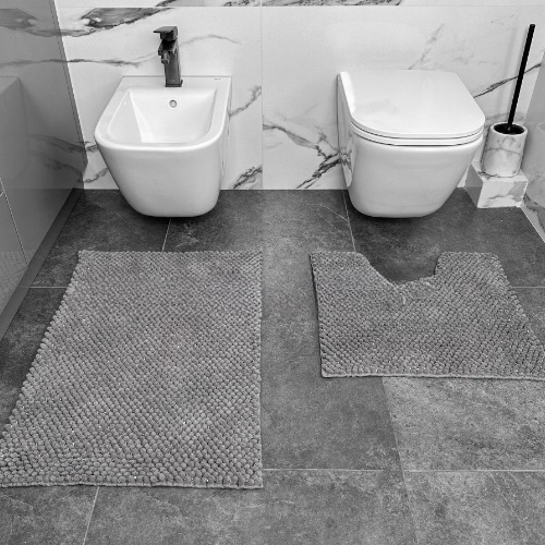 АКЦІЯ Набір килимків для ванної 2шт 55*50см+50*80см Pineapple тепло-сірий + Фіранка PEVA Дариана | Зображення 2